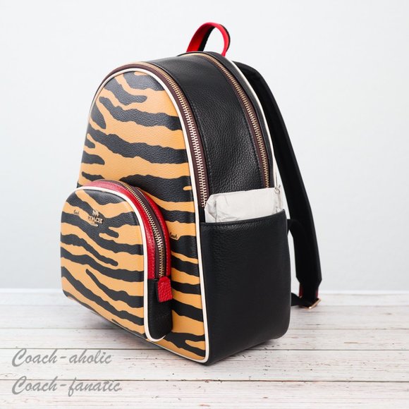 NWT Coach C6987 Court Backpack With Tiger Print in Honey/Black Multi - Picture 5 of 12